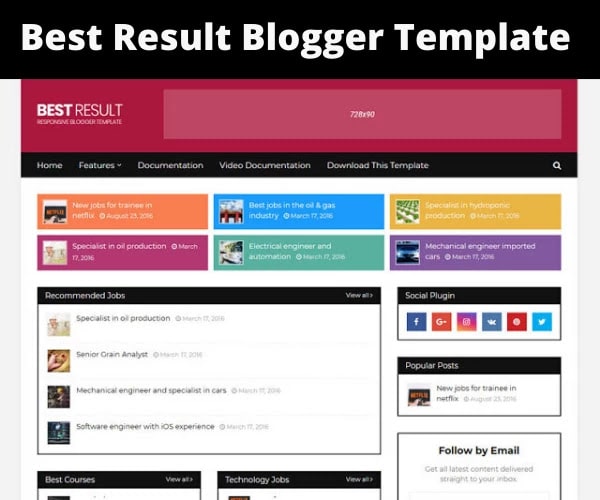 best result blogger template free download for job portal website