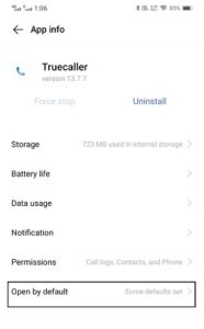 default setting of truecaller