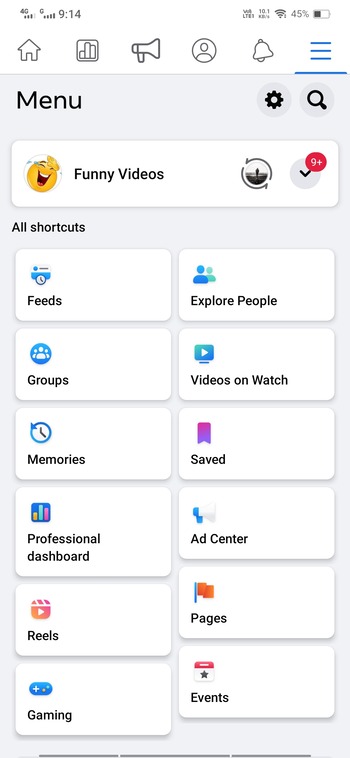 screenshot showing settings icon